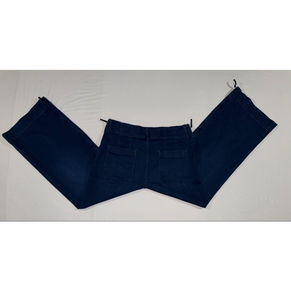 Maeve Anthropologie The Colette Pant 32 Dark Wash Denim Zippers Crop Wide Leg - Picture 13 of 15